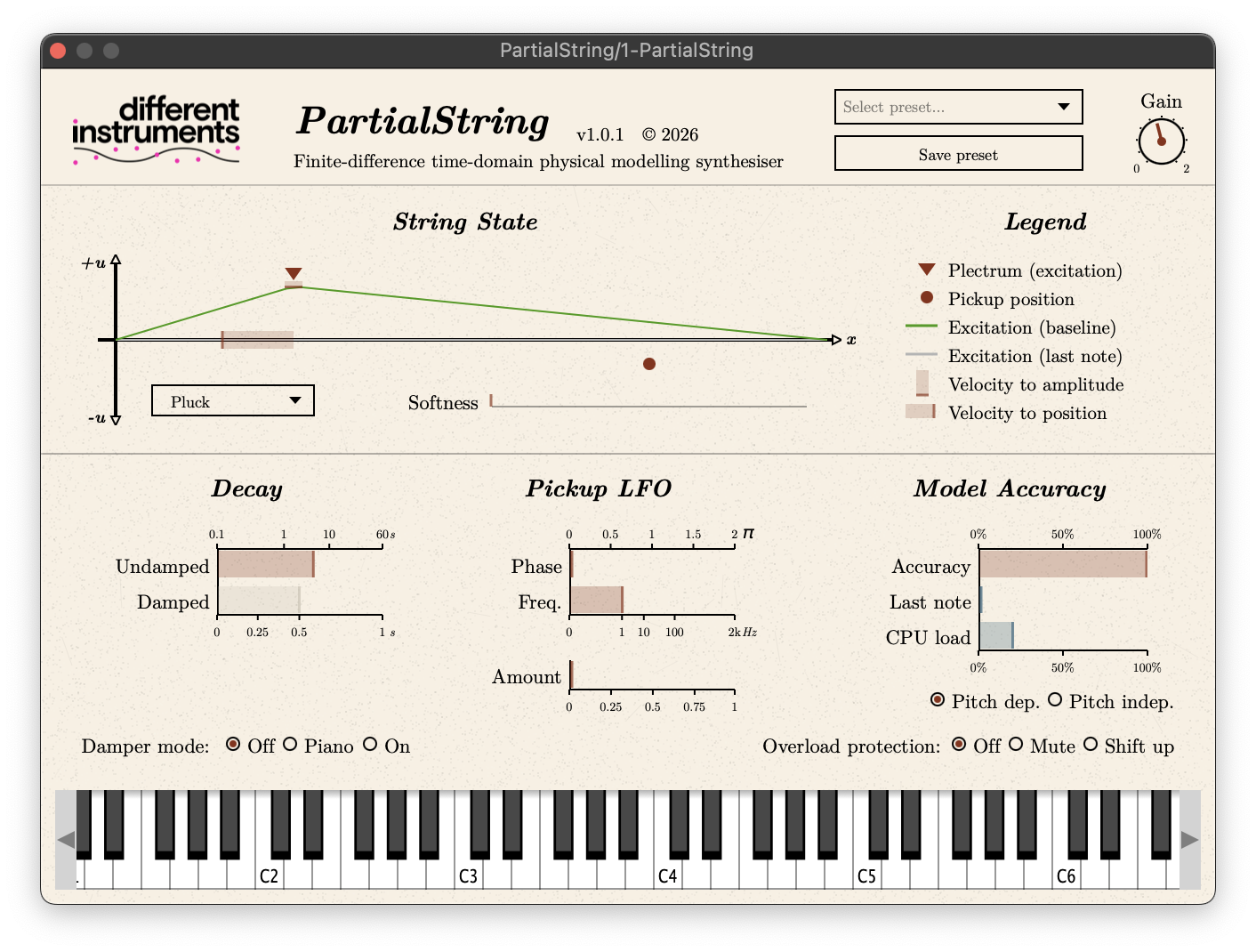 Different Instruments Intros Free Physical Modeling Synthesizer, PartialString, For macOS, Windows & Linux
